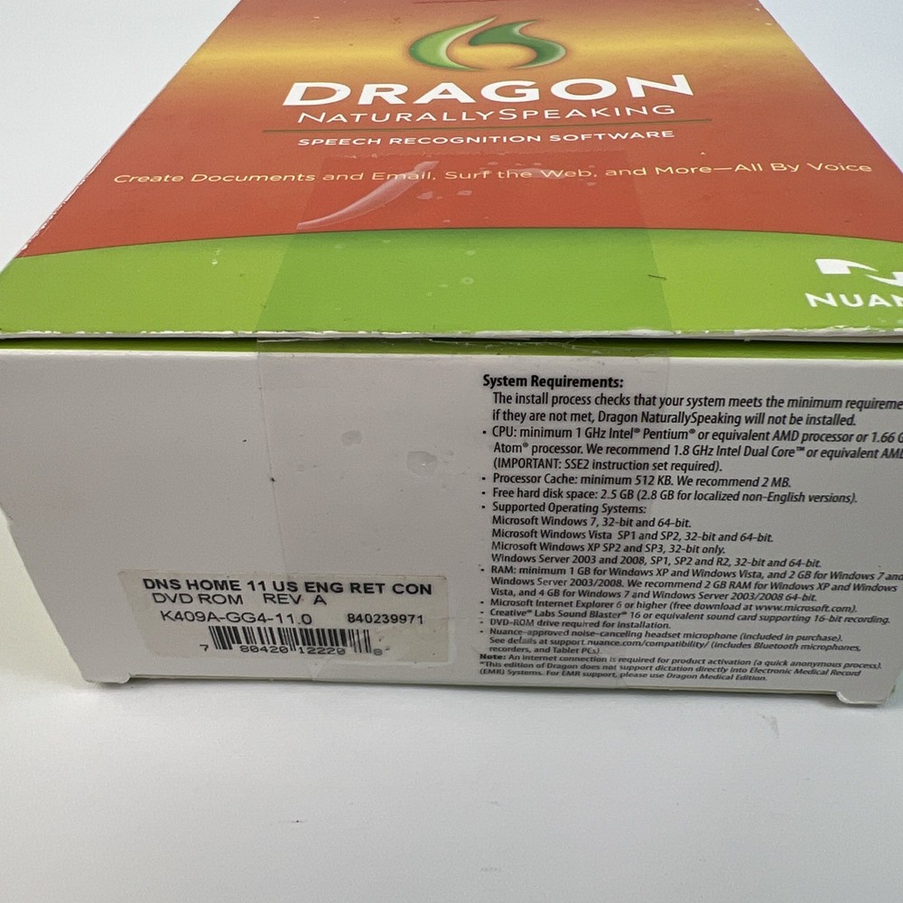 Dragon NaturallySpeaking DVD Version 11 Speech Recognition DISC Only Replacement