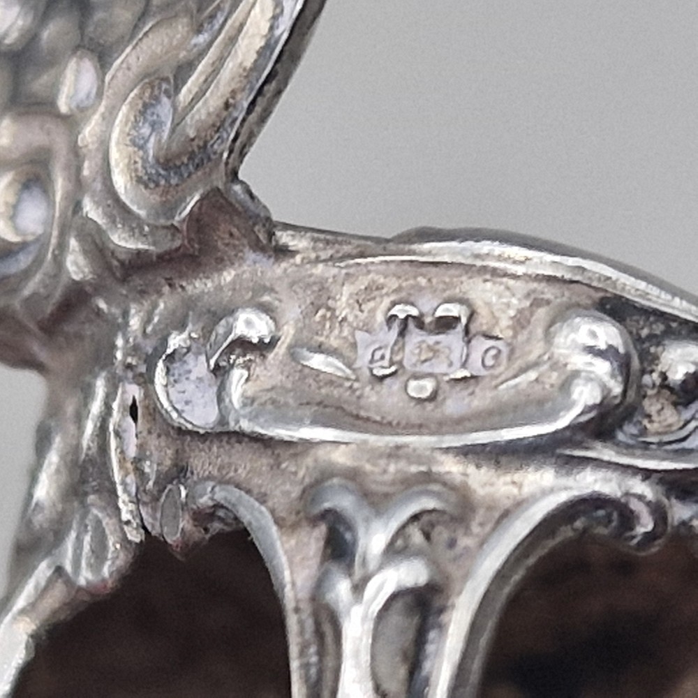 Vintage Solid Silver Miniature Dollhouse Table & Two Cherub Chairs