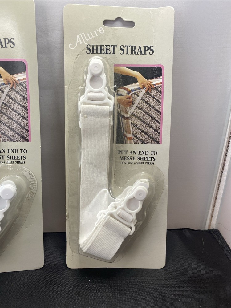 2 Pkgs 4 Ct Allure White Bed Sheet Straps, 4 Count