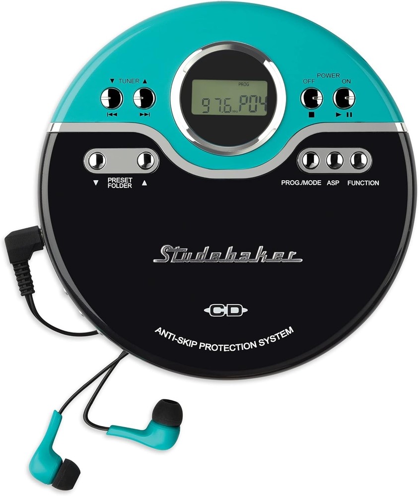 Studebaker Retro Portable CD Player | CD-R/RW MP3 Playback | Programmable