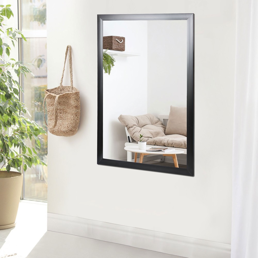 36" Rectangular Wall Mirror Makeup Mirror Bathroom Sturdy Frame Clear Image