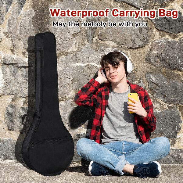 Full Size 5 String Right Handed Banjos Set with Closed Solid Sapele Back White