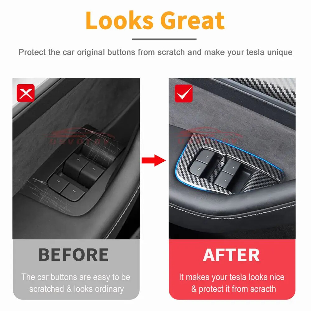 Hot For Tesla Model 3 Model Y Car Window Control Panel Button Decor Sticker New