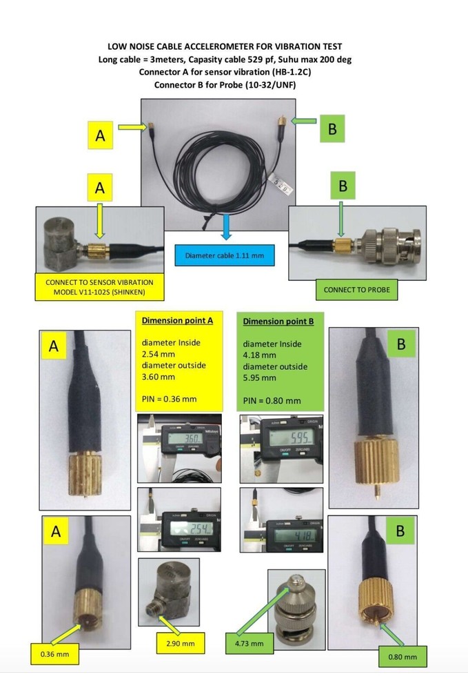 M3 to Locking Spring 10-32 Microdot Coaxial RG178 Cable Accelerometer Vibration