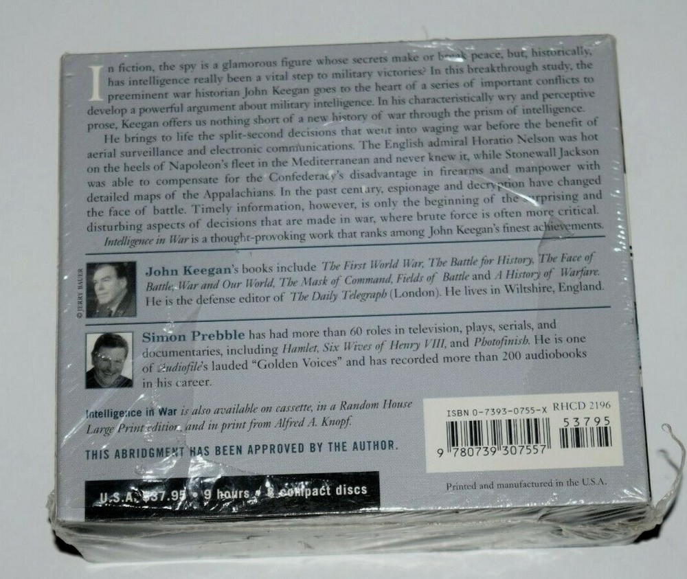 CD AUDIO PROGRAM: "INTELLIGENCE IN WAR," by Historian John Keegan, New & Sealed