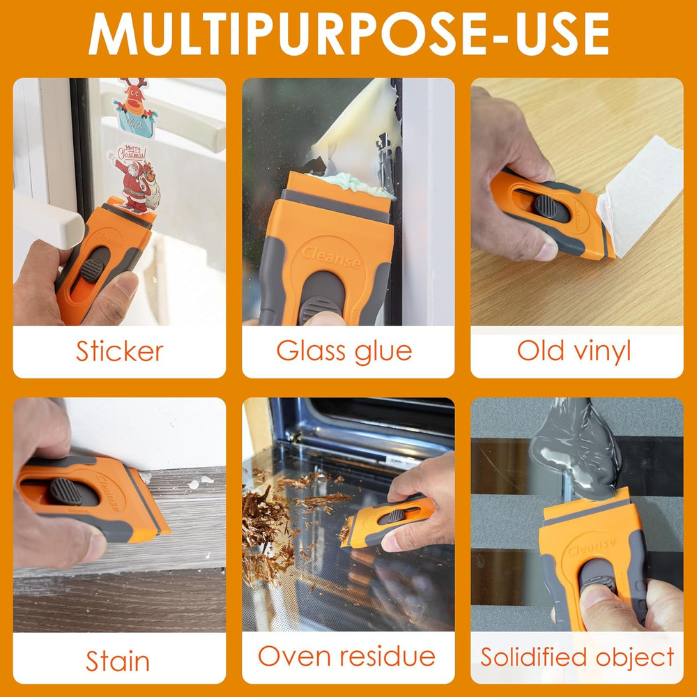 100Pcs Blade Plastic Razor Blade Scraper with Retractable Blade: without Damagin