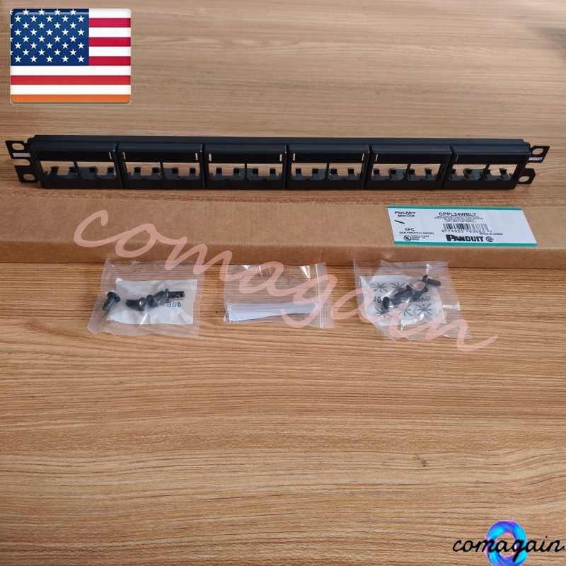 Mini Com Modular Patch Panel For Panduit CPP24WBLY w/ Faceplates Fits Cat 6, 5E