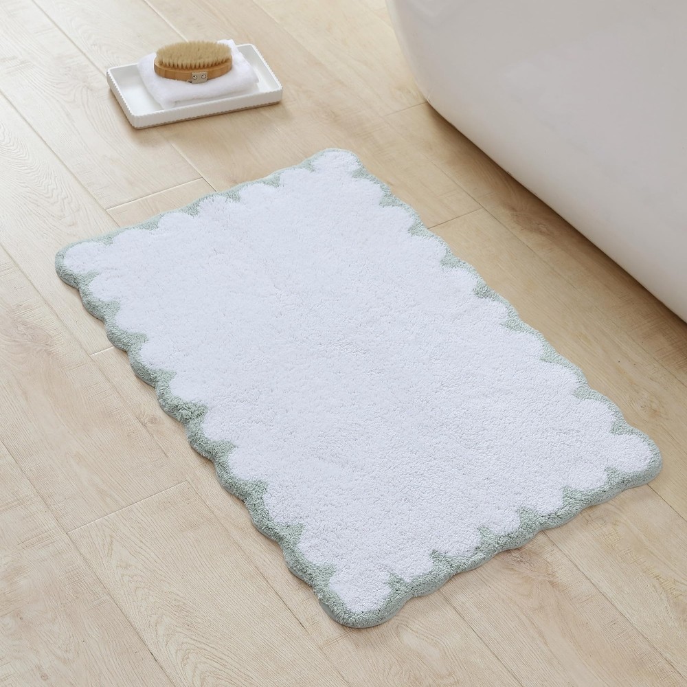 Peri Home Scalloped Bath Rug - Soft & 1'8" x 2'6" (Rectangular), Sage
