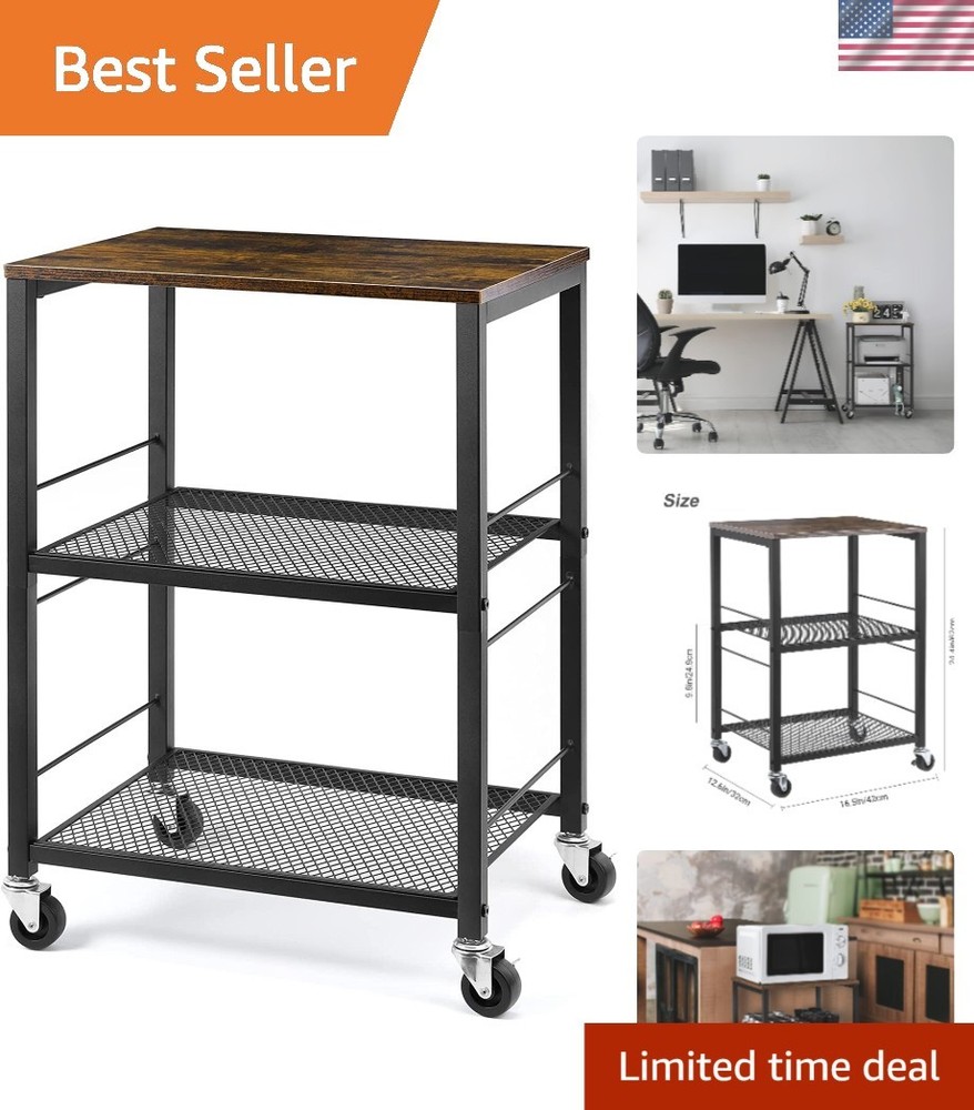 Durable 3-Tier Rolling Cart with Water-Resistant Surface - Seamless Organization