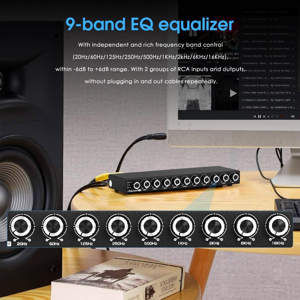9Band Stereo Equalizer Preamp | HiFi Audio Processor with Tone Controls