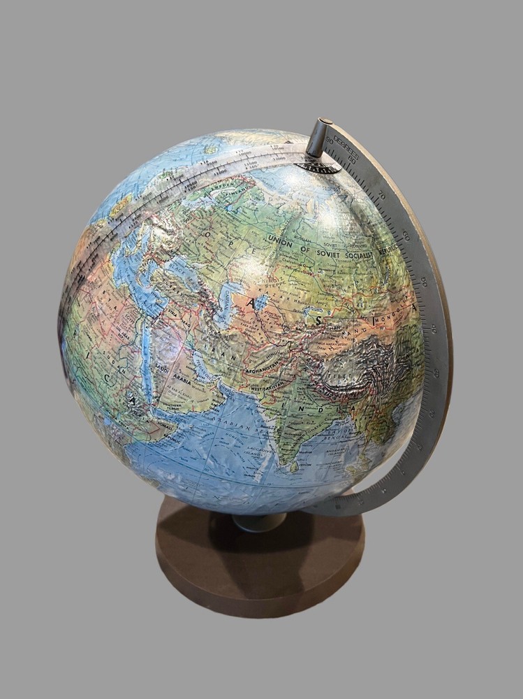 Vintage REPLOGLE 12" World Globe On Stand