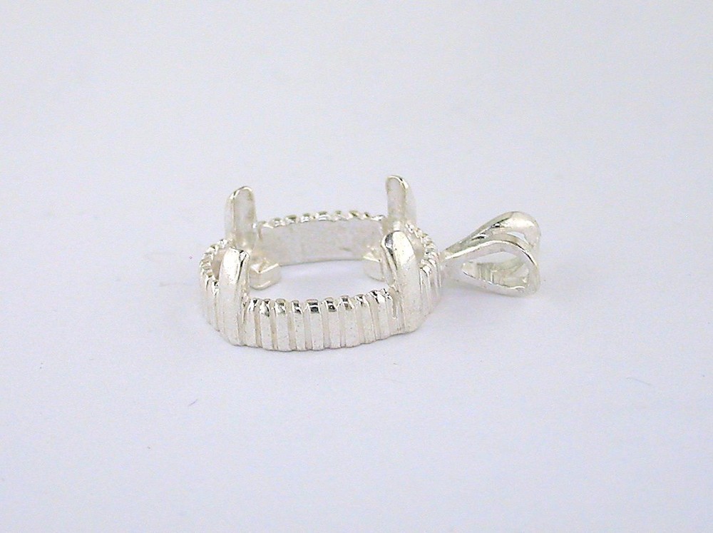 Oval Triplet Cabochon Pendant Setting Sterling Silver