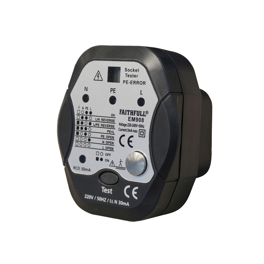 Faithfull EM908 Socket Polarity Tester With Rcd Test Function