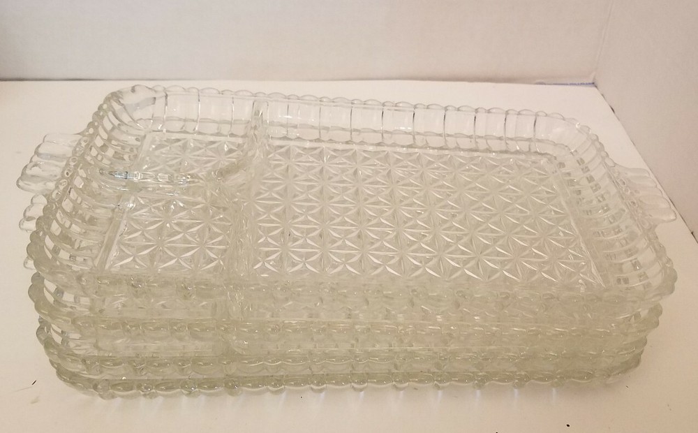 Vintage Ruby Red Anchor Hocking Set 2 Cups & 4 Crystal Trays Serva Snack