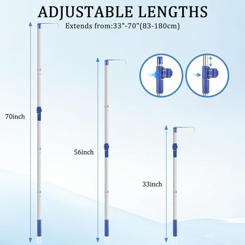 Truck Bed Cargo Retrieval Hook, Adjustable 33-70inch Telescoping Cargo Grabber