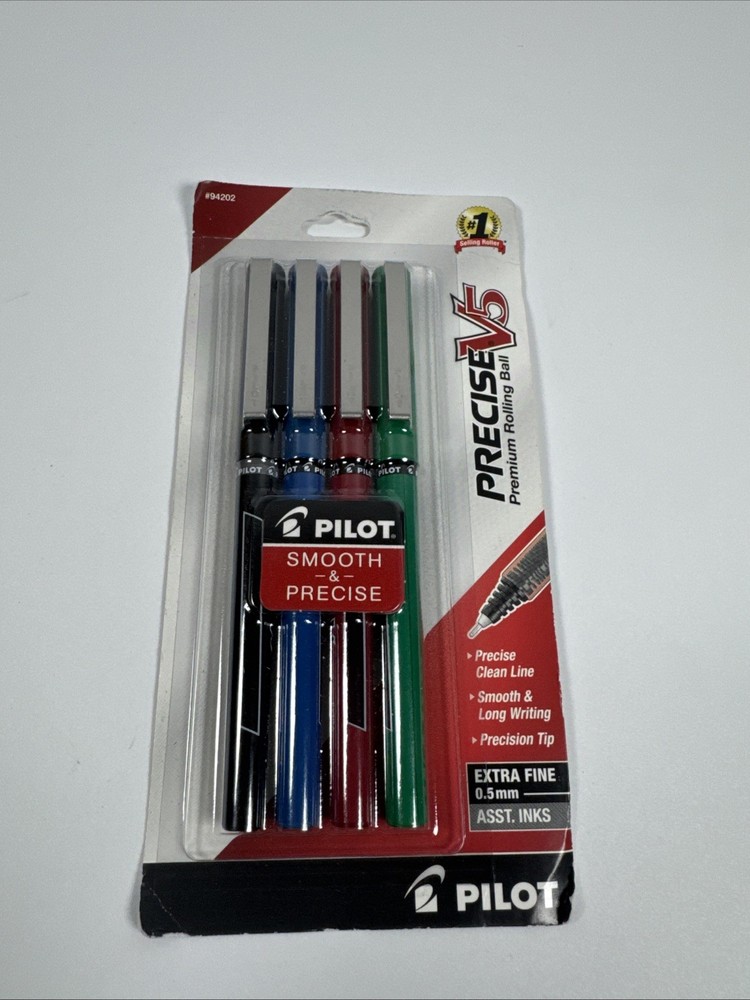 Pilot Precise V5 Pens, Extra Fine Point, Assorted, 4 Pack, 94202 0.5mm