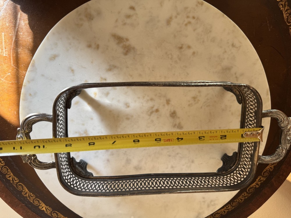 Vintage silver plate footed casserole dish holder