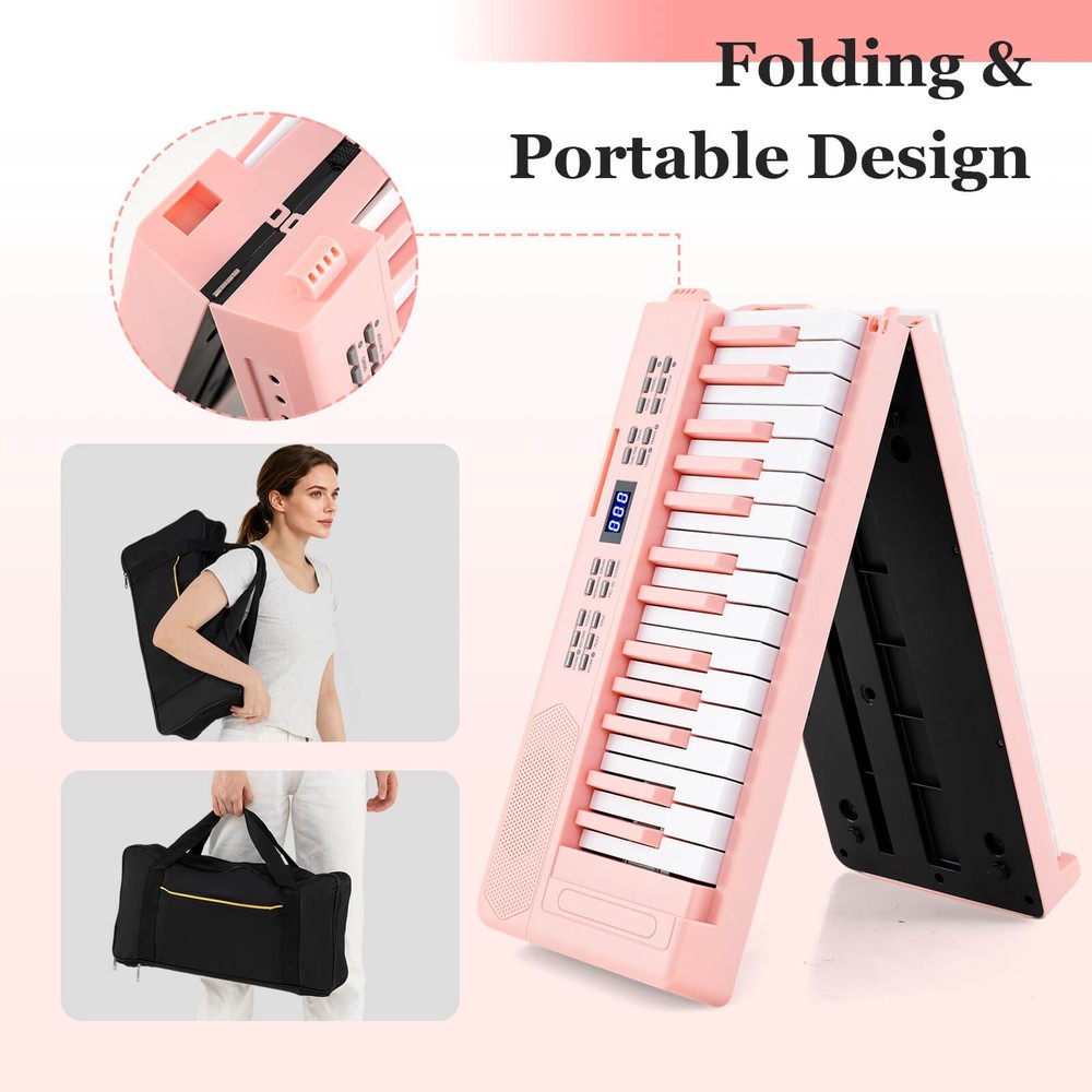 61-Key Foldable Piano Keyboard w/MIDI Split Function Headphone Sustain Pedal