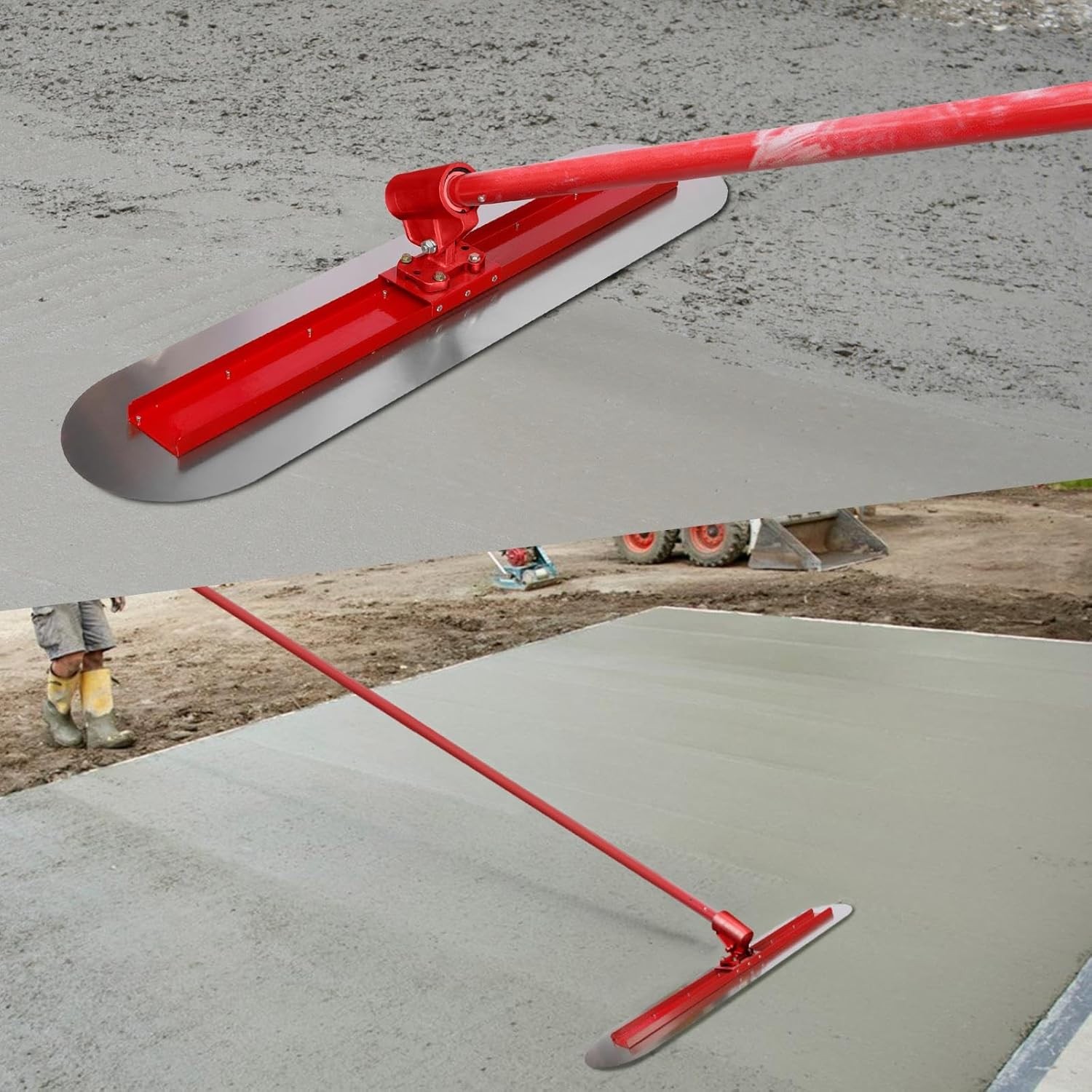 48''x12'' Bull Float Concrete Tool w/Round End Concrete Trowel w/4 Handle,Smooth