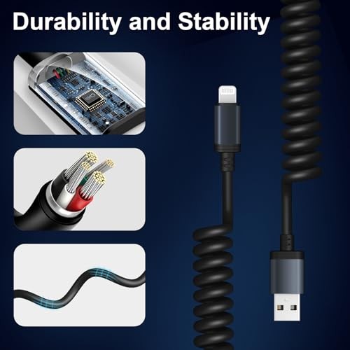 Coiled USB to Lightning Cable [Apple MFi Certified], Coiled Lightning Cable