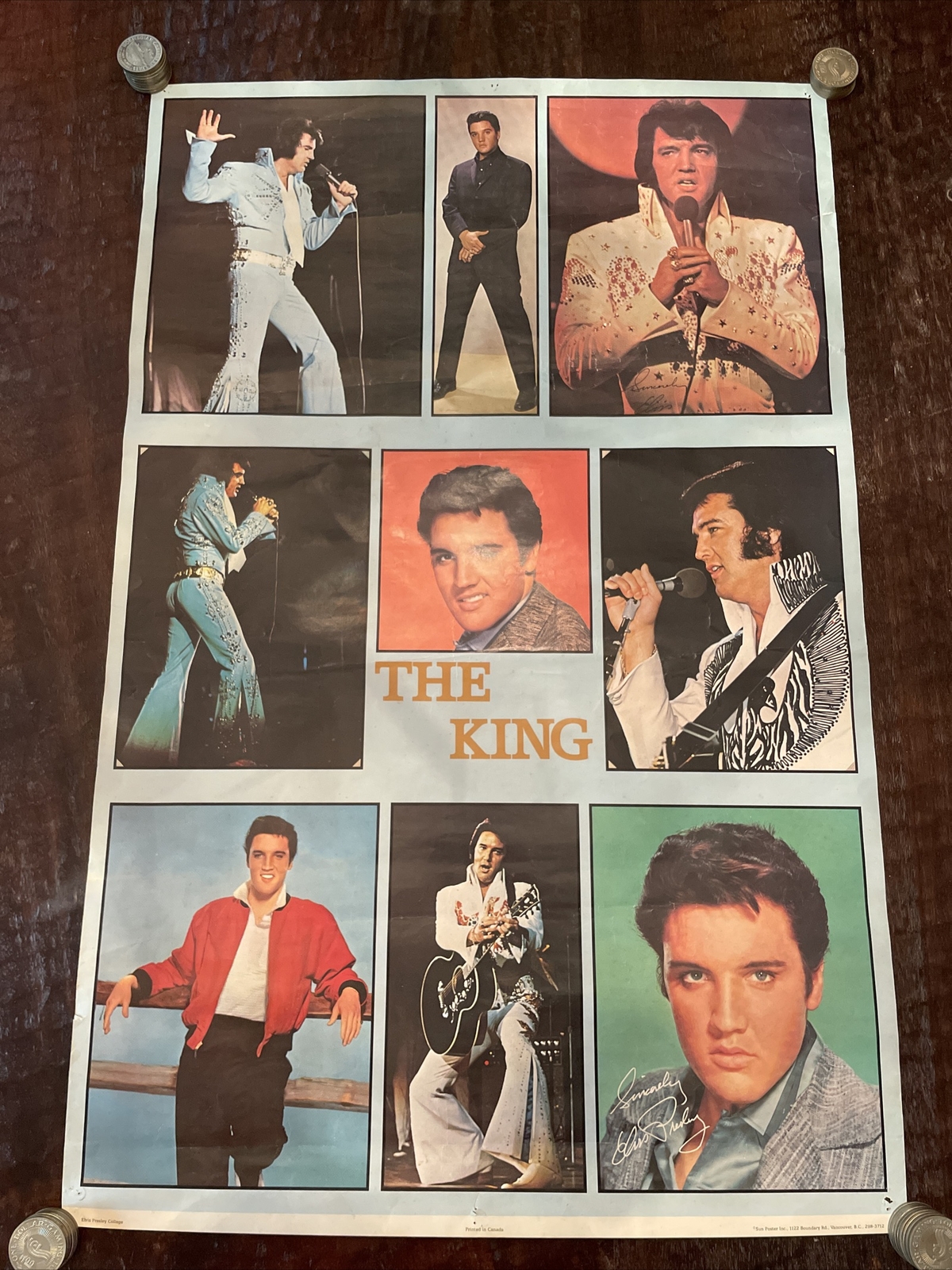 Vintage Elvis Presley The King Collage Poster Sun Poster Inc 35” X 23”