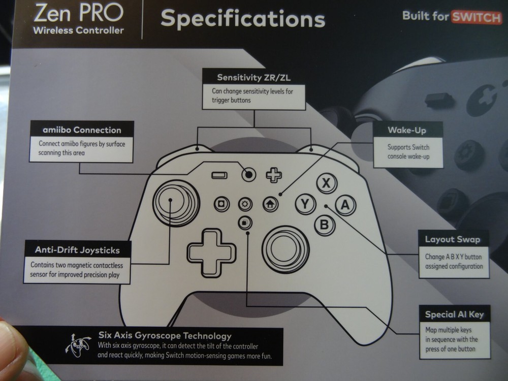 NEW Zen Pro Wireless Controller - for Nintendo Switch - BLACK - NS09