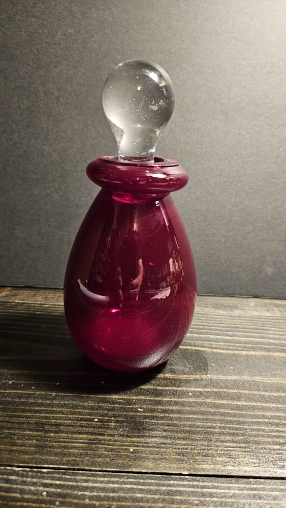Vintage Ruby Red Glass Bottle With Stopper
