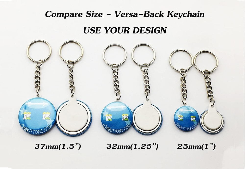 25Mm Versa-Back Keychain Components - Complete Set with Upper Shell, Mylar, Meta