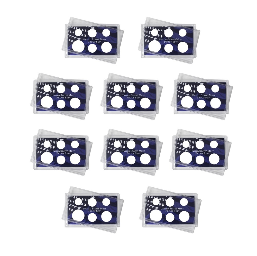 Empty Plastic Lens with Blue Insert Holds 6 Coins, 10 Pack