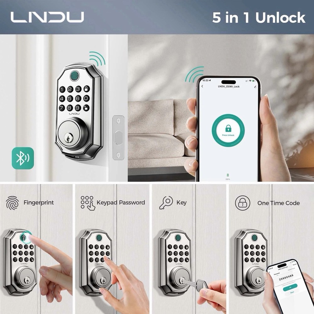 Keyless Entry Door Lock with Handle, App Control Front Door Lock Set Keyless ...