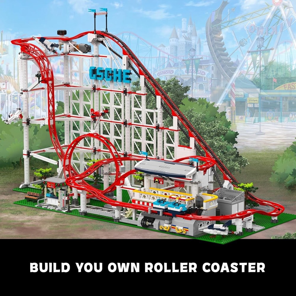 Mould King 11014 Amusement Park Loop Roller Coaster Eletric Building Blocks Toy