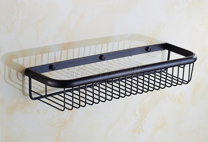 45cm Oil Rubbed Bronze Bathroom Shower Caddy Basket Wall Mounted Storage Basket