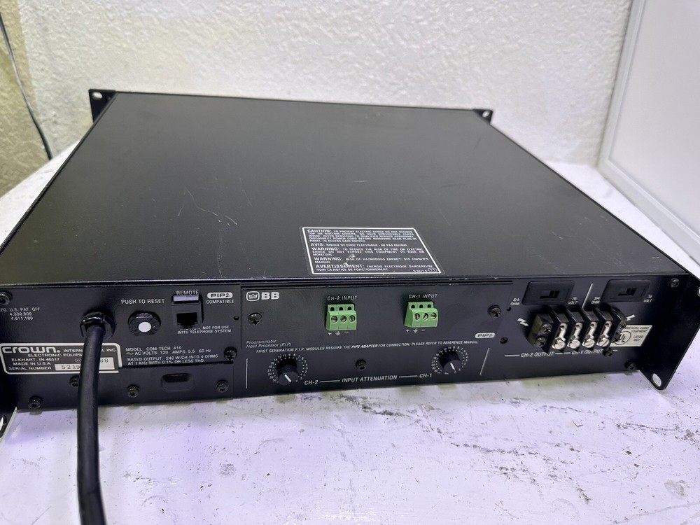 Crown Com-Tech 410 2 Channel Power Amplifier Tested