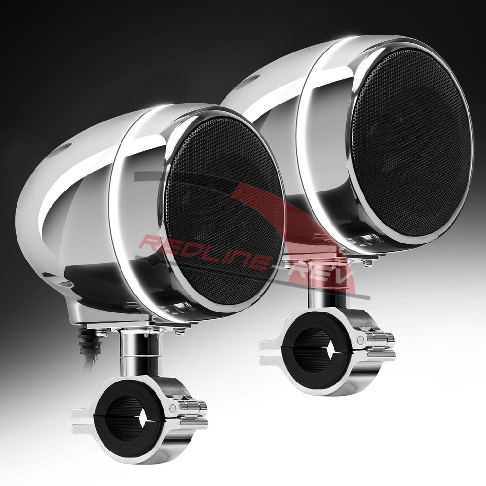 Waterproof Bluetooth Motorcycle Amp Stereo LED Audio Speakers System USB Harley