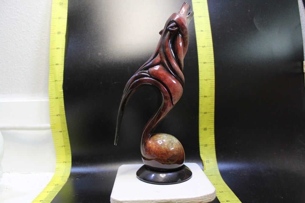 Blue Note (Ruby) Howl Imago - Wolf Sculpture by Stephen Herrero - 2007