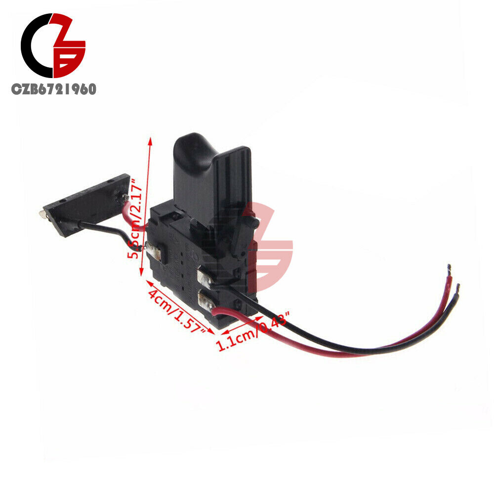 Electric Cordless Drill Trigger Switch 16A 7.2V-24V Push Button with Small Light