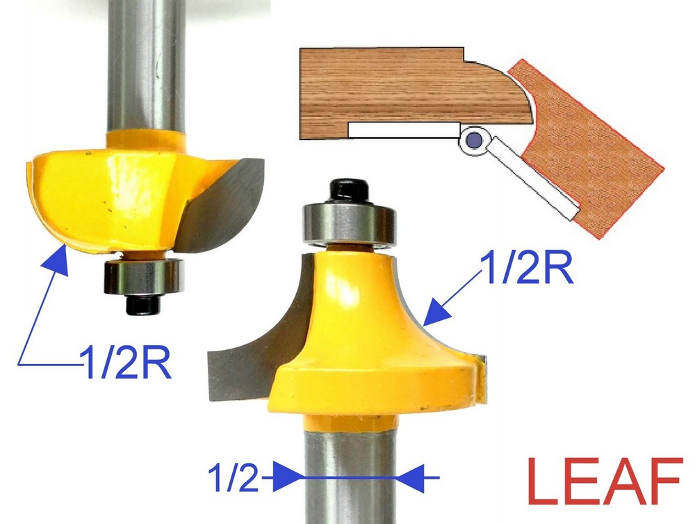 2 pc 1/2" SH 1/2" Radius Drop Leaf Table Router Bit Set S