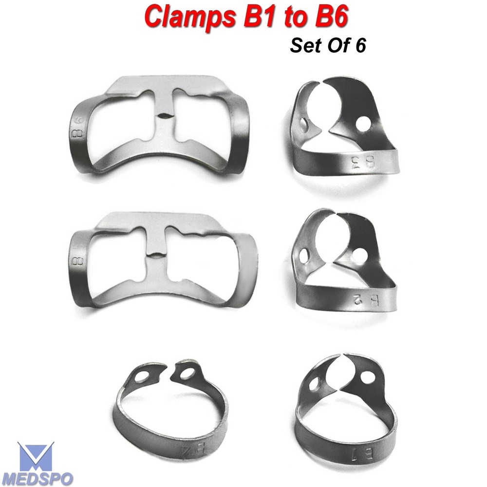 Brinker Clamps B1 To B6 Universal Rubber Dam Brinker Clamps Lower-Upper Tool Set