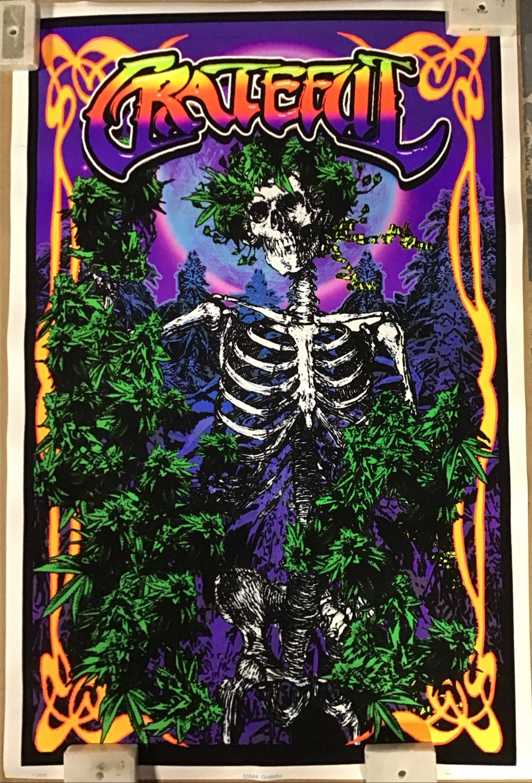 Grateful Dead Weed Skeleton Blacklight Poster
