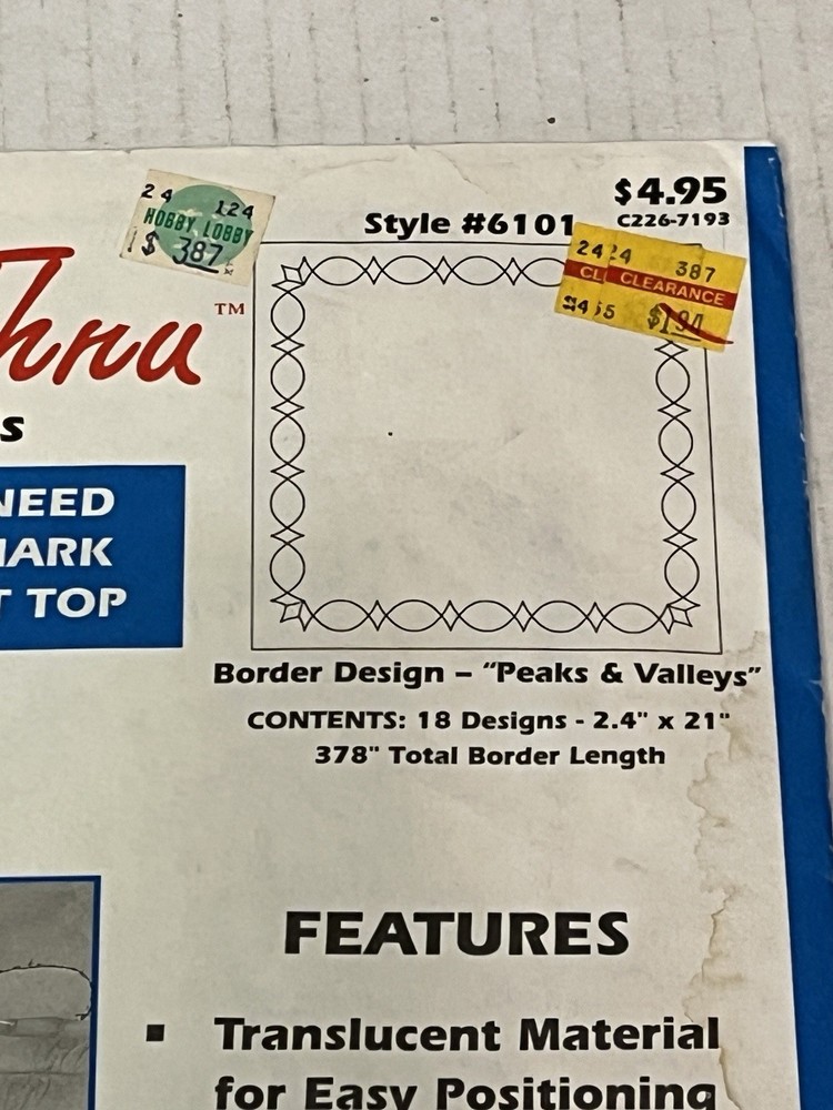 EZ Quilting Stitch-Thru Peaks & Valleys 6101 Cut Pattern