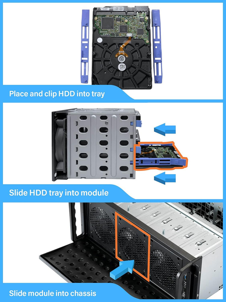 4U Server Chassis Rackmount Case | 15 3.5" HDD Bays | E-ATX Compatible | 6 Front