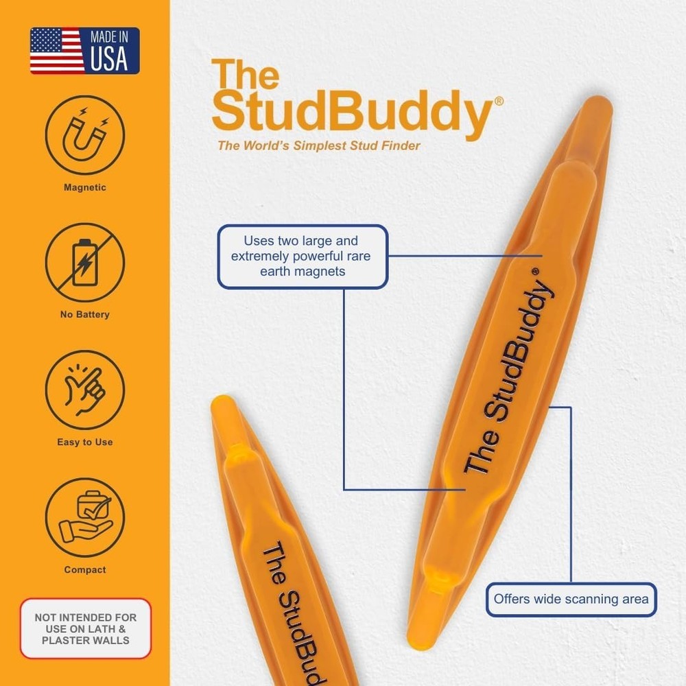 Effortless Stud Detection with StudBuddy Magnetic Finder - Orange