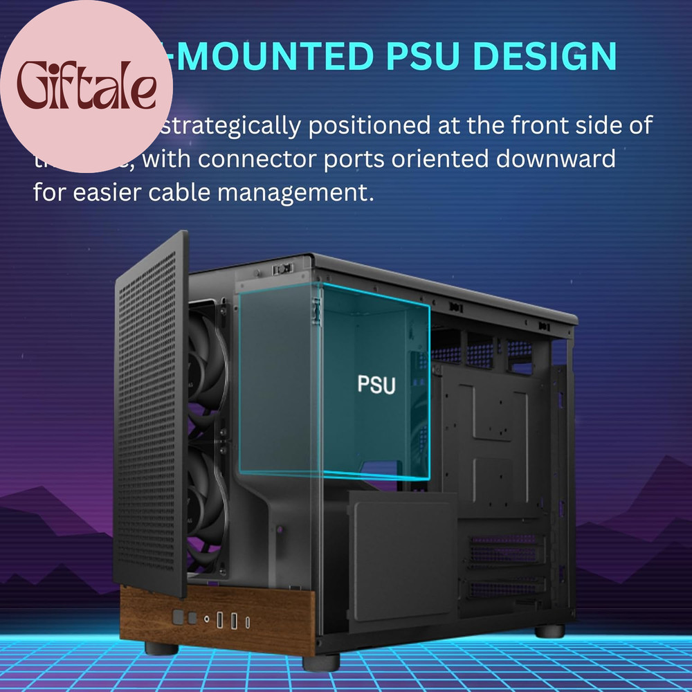 Micro-Tower Gaming Case, Walnut Front Panel& Side Tempered Glass, 3×120Mm Prebui