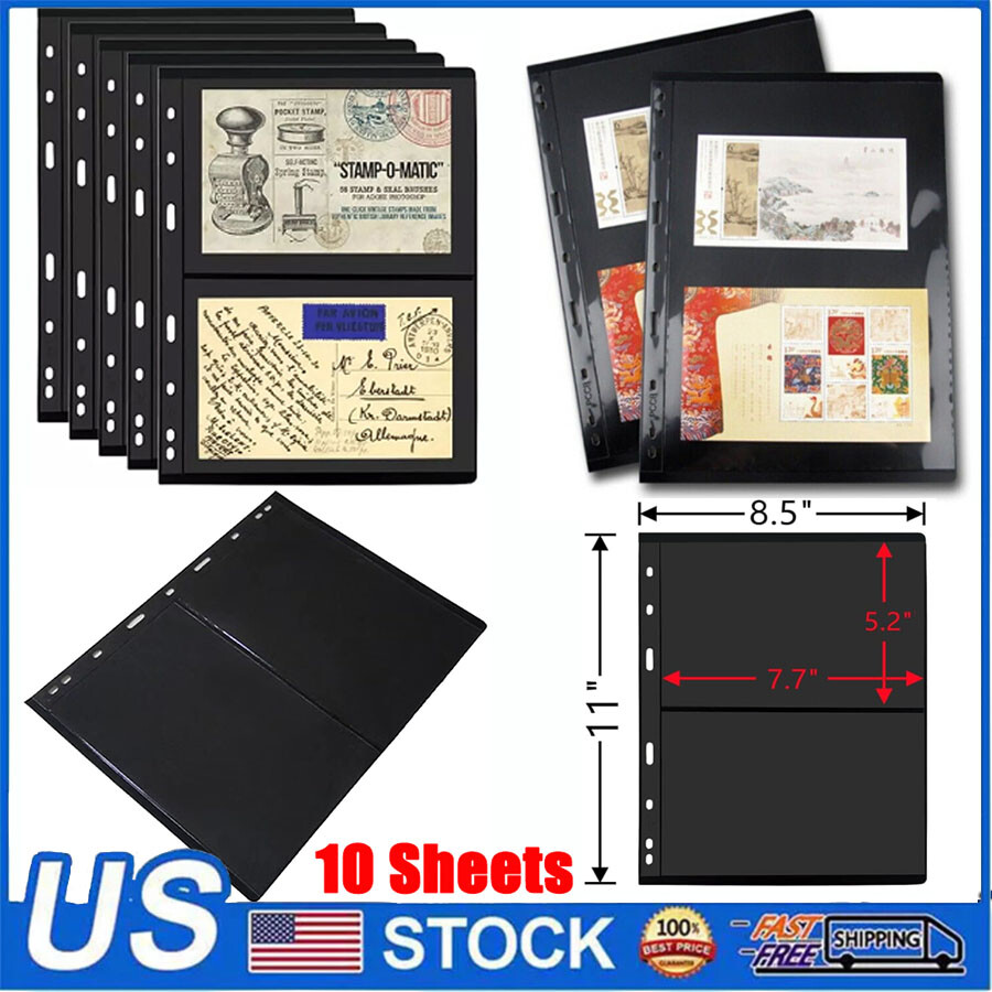 2Row Stamp Pages for Stamp Album Binder, 10 Sheets Stamp Pages for Collectors US