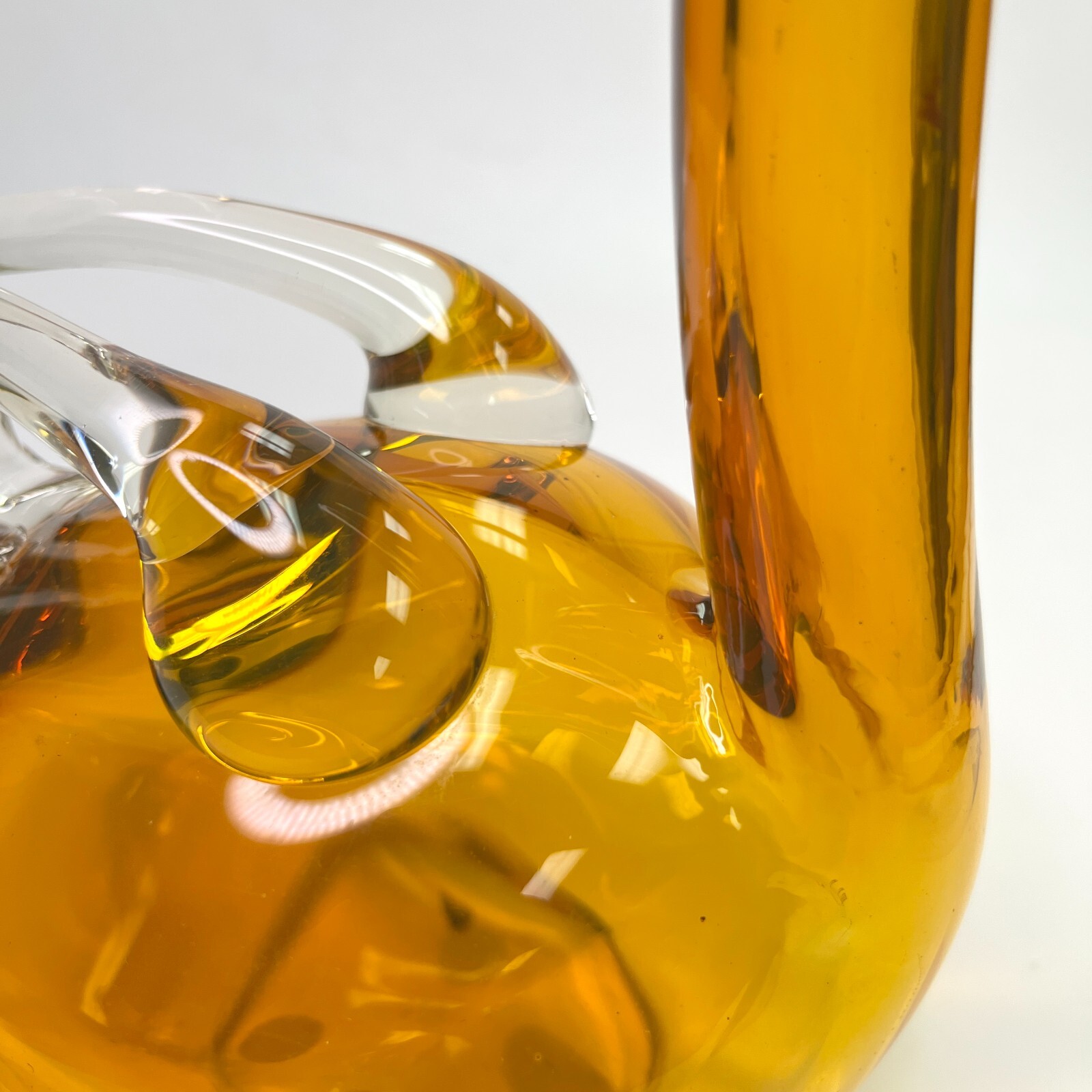 Czechoslovakia Amber Glass Decanter Goose Swan Duck Claret Jug