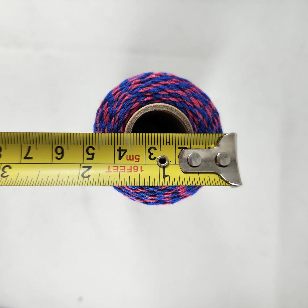 Blue & Pink Striped String Thread Spool Roll