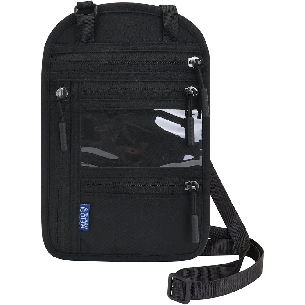 Anti-Theft RFID Blocking Passport Holder Neck Stash Travel Hidden Wallet Pouch