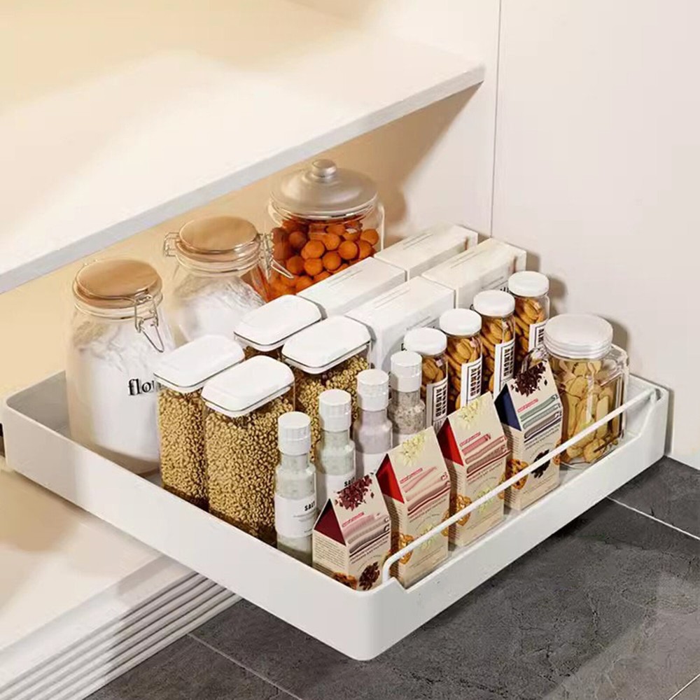 Pull Out Cabinet Organizer Expandable Drawer Organizer Easy Slide out Shelf