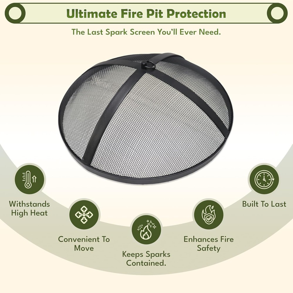 FEBTECH 18 Inch Fire Pit Spark Screen for Solo Stove Bonfire Accessories