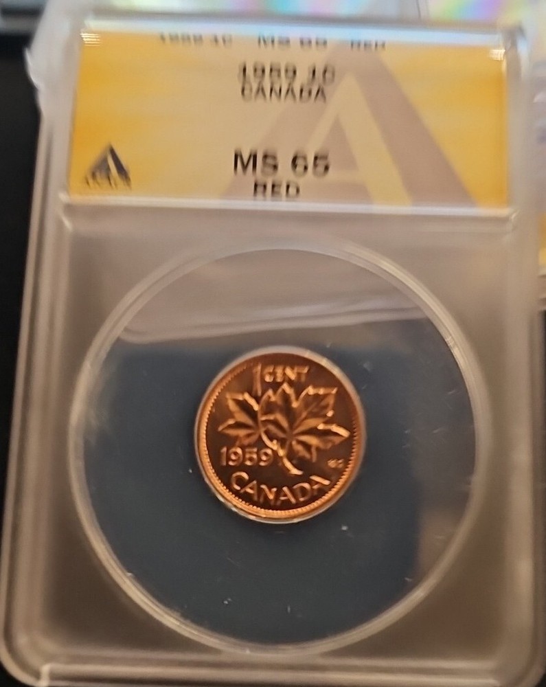 1959 CANADA Small cent ANACS MS65 RED BT681